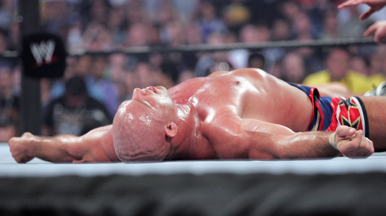 Kurt Angle laying in the ring