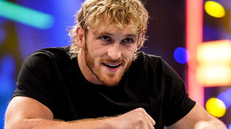 Logan Paul smiling while appearing on WWE programming