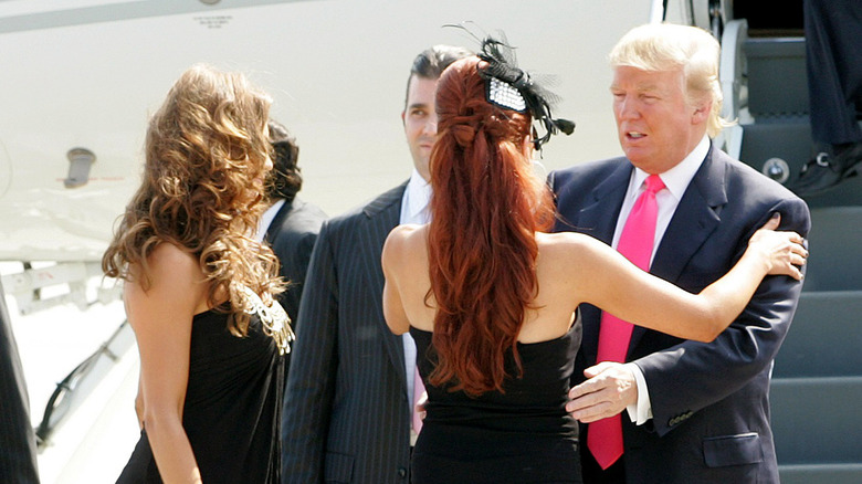 Donald Trump greeted by WWE Divas