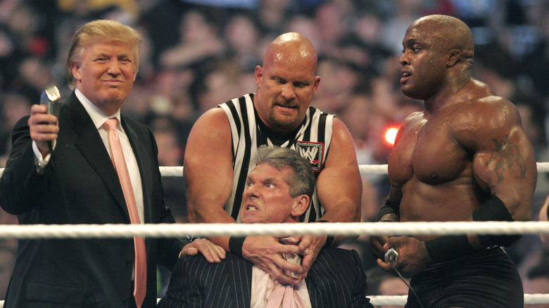 Trump about to shave McMahon's head