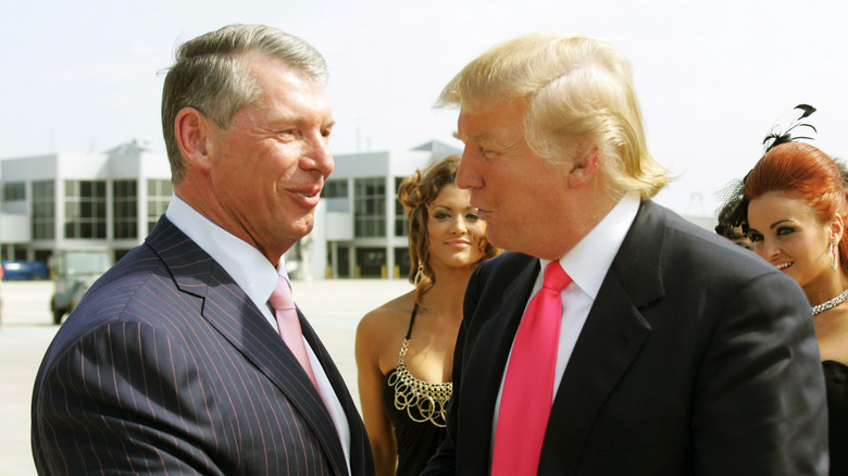 Vince McMahon greeting Donald Trump 