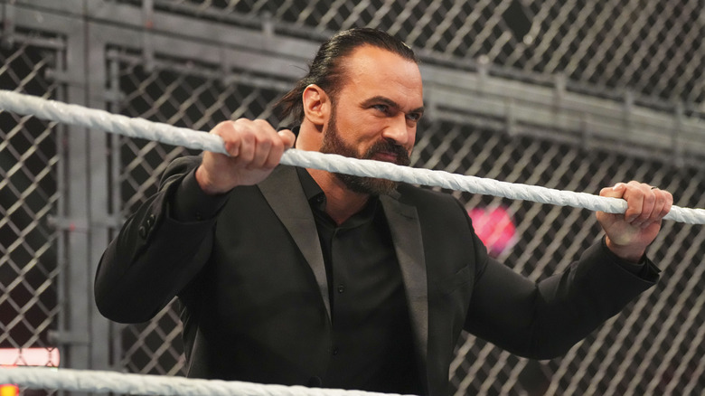 Drew McIntyre enters the Hell in the Cell ring to face off with CM Punk during Monday night RAW at Ford Center on September 30, 2024 in Evansville, Indiana.