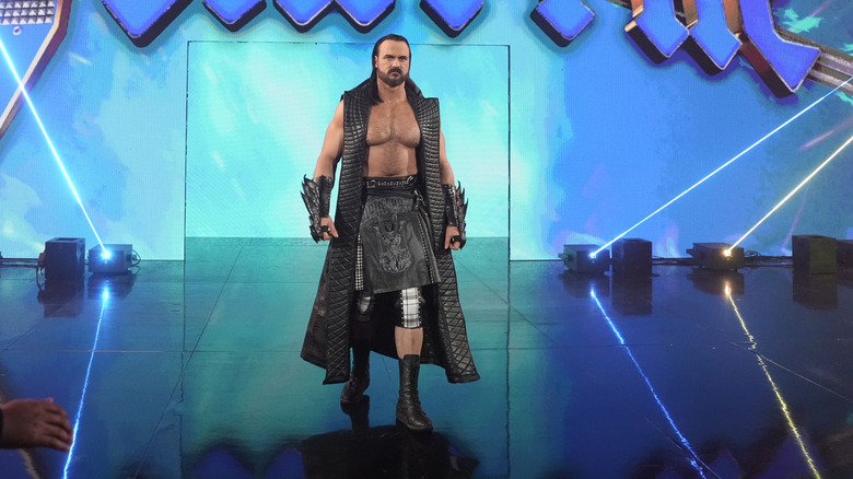 Drew McIntyre makes an entrance during WWE RAW at American Airlines Center on January 20, 2025 in Dallas, Texas.