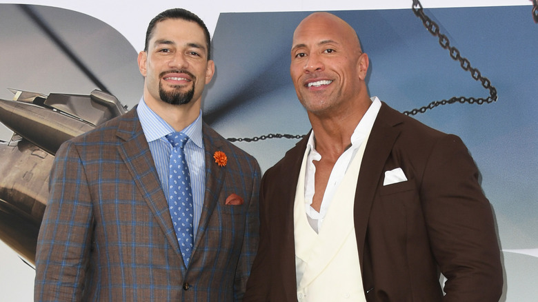 The Rock and Roman at premiere