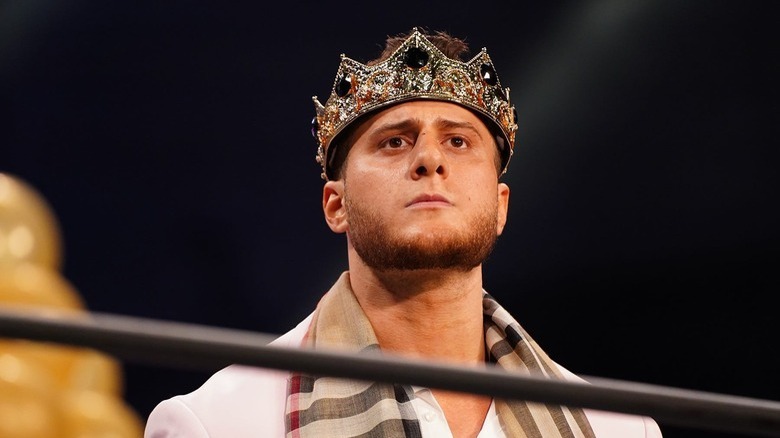 MJF wearing a crown