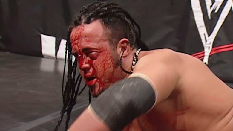 Joey Mercury, immediately after getting his face smashed in by a ladder.