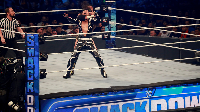 Drew McIntyre takes on Shinsuke Nakamura in the ring during an episode of "WWE SmackDown."