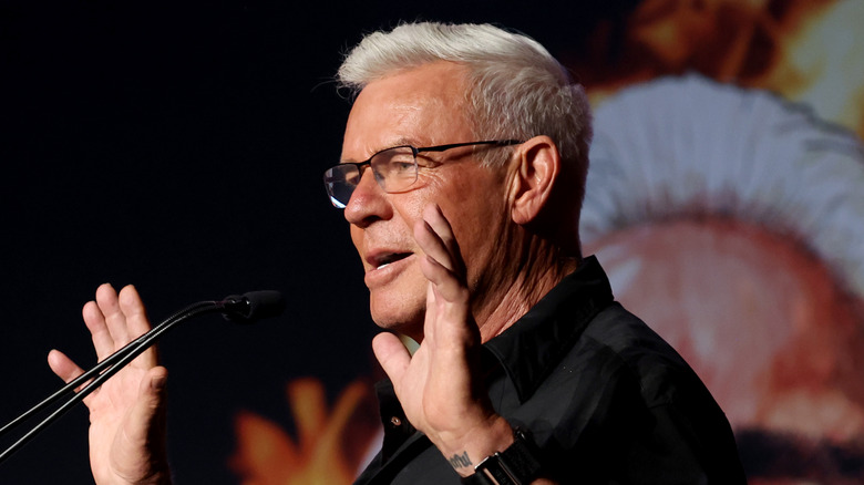 Eric Bischoff, assuring an audience member he had nothing to do with backstabbing Sting at Starrcade 1997