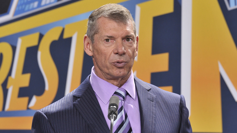 Vince McMahon attends a press conference to announce that WWE Wrestlemania 29 will be held at MetLife Stadium in 2013 at MetLife Stadium on February 16, 2012 in East Rutherford, New Jersey.