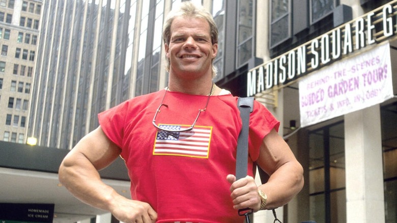 Lex Luger posing outside of Madison Square Garden