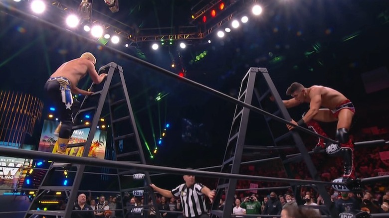 Cody Rhodes and Sammy Guevara climb ladders