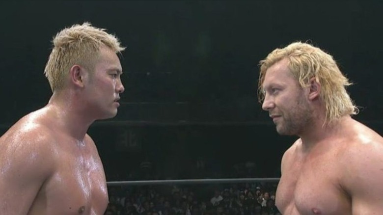 Kazuchika Okada and Kenny Omega at NJPW Dominion 6.9