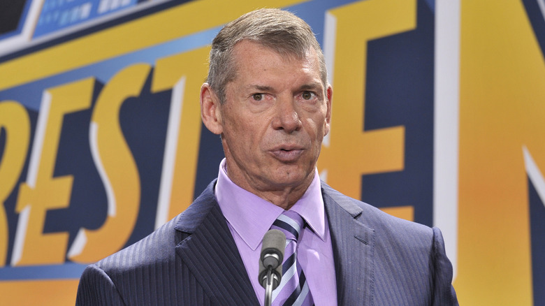 Vince McMahon attends a press conference to announce that WWE Wrestlemania 29 will be held at MetLife Stadium in 2013 at MetLife Stadium on February 16, 2012 in East Rutherford, New Jersey.