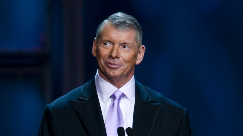 Vince McMahon during his induction of 