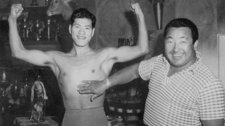 Antonio Inoki and Rikidozan circa 1960