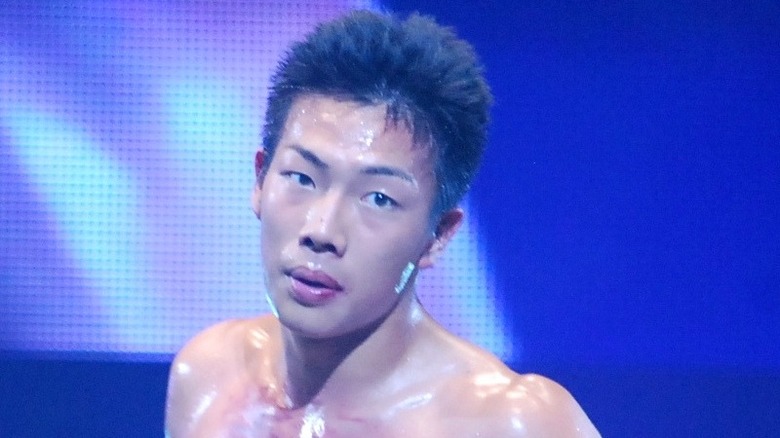 young Konosuke Takeshita sweats