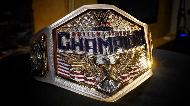 The new Women's United States Championship sits on a black table.