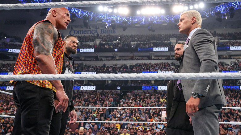 Cody Rhodes and Seth Rollins stare down The Bloodline