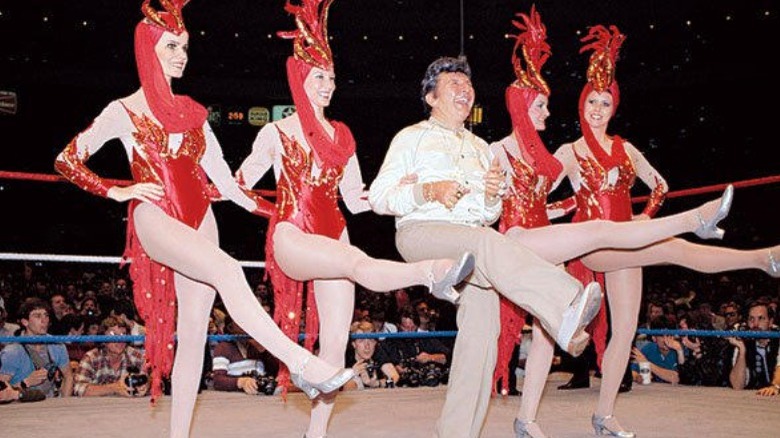 liberace with rockettes at wrestlemania