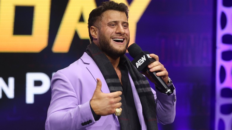 MJF cutting a promo at the top of the ramp during an episode of "AEW Dynamite"