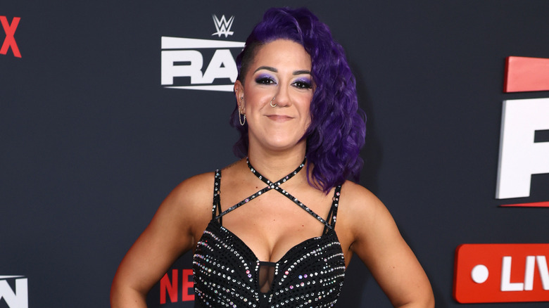 Bayley posing on the red carpet