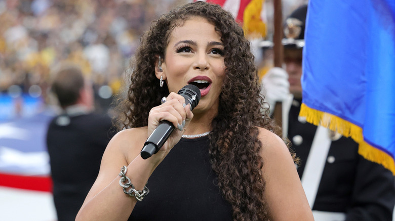 Samantha Irvin sings the National Anthem