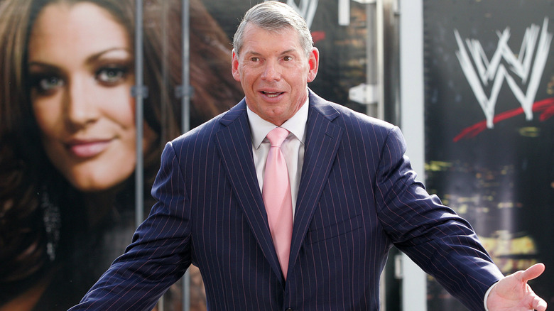 Vince McMahon during a WWE press conference at Austin Strauble International Airport, 2009