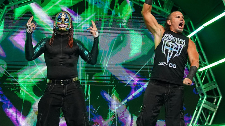 Jeff and Matt Hardy standing on the entrance ramp