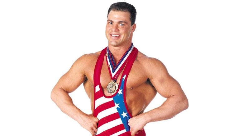 Kurt Angle with his gold medals