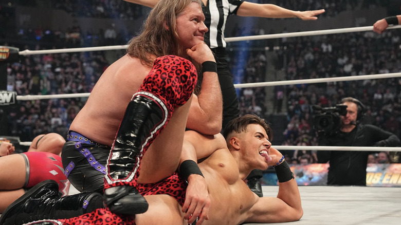 Chris Jericho poses with Sammy Guevara