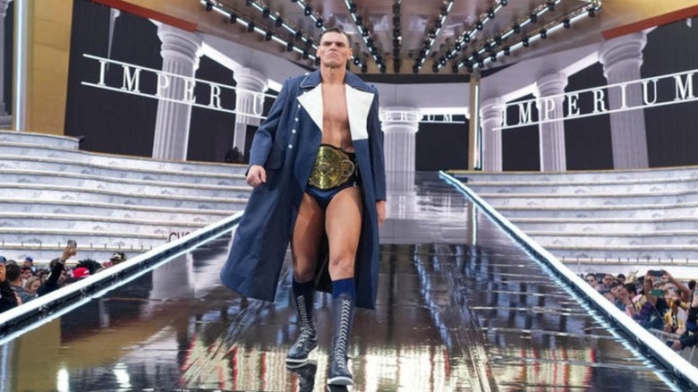 GUNTHER heads down the ramp for a match at WrestleMania.