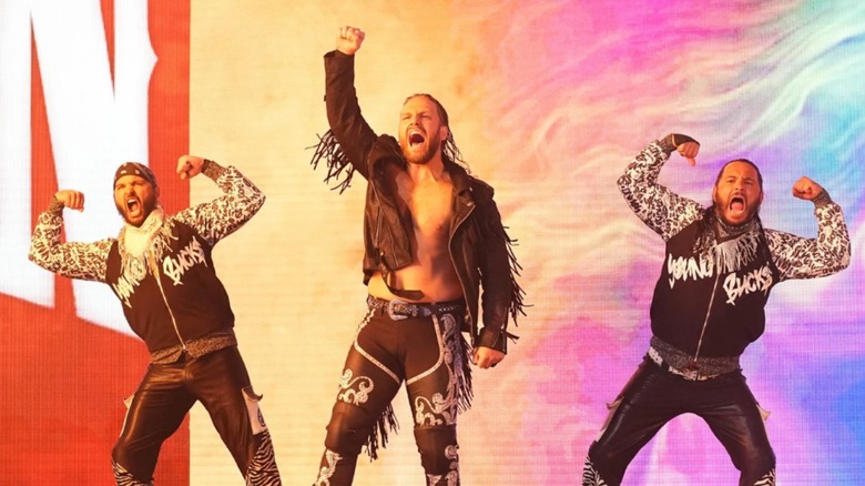 The Young Bucks and "Hangman" Adam Page make their entrance