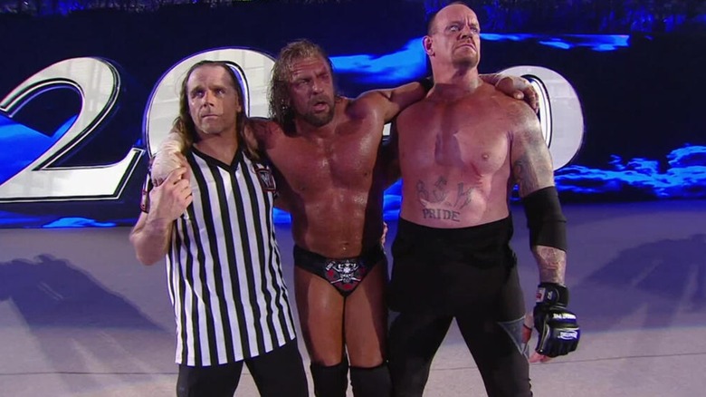 Shawn Michaels, Triple H, and The Undertaker after their WrestleMania XXVIII match