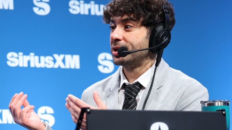 Tony Khan speaks on a SiriusXM broadcast.