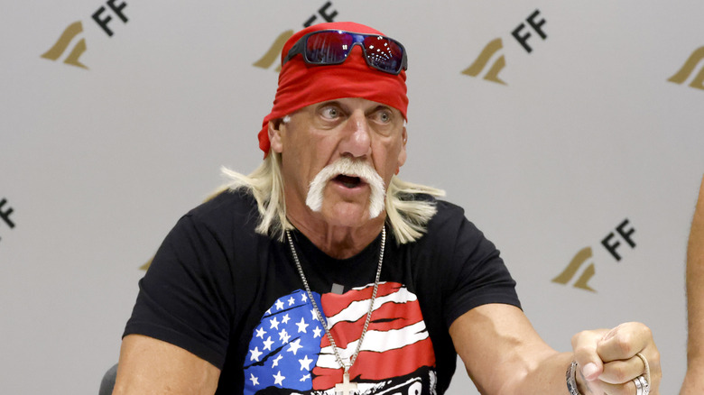 Hulk Hogan learning that he's putting someone over tonight, brother