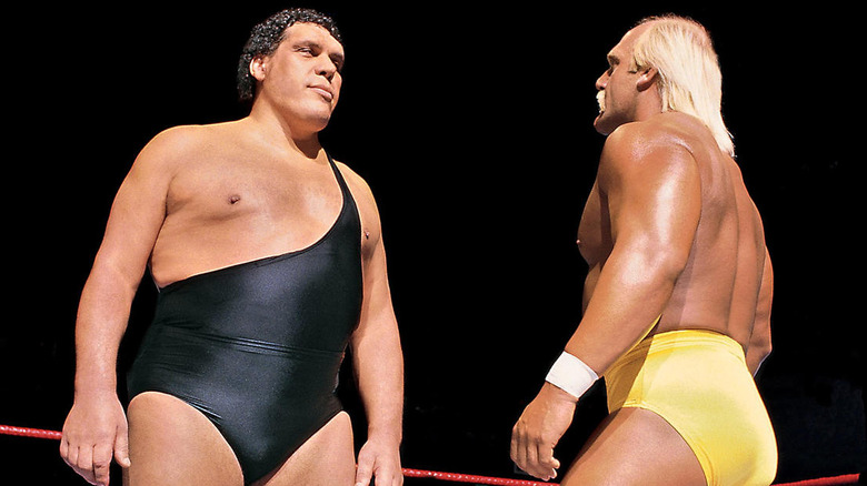 Hogan and Andre in the ring at WrestleMania 3