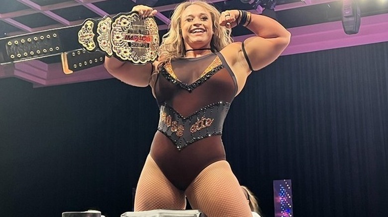 Jordynne Grace with the Impact Knockouts Title 