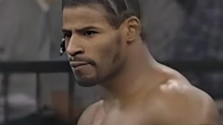 "Hardbody" Harrison stands in the ring before a match on WCW programming.