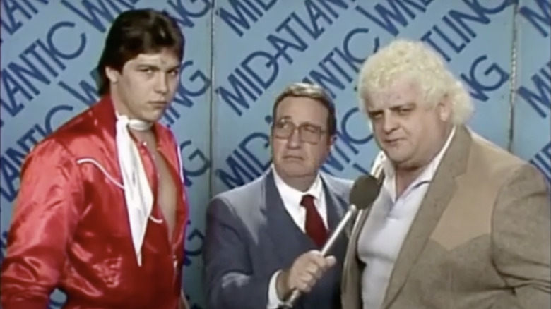 Sam Houston with Dusty Rhodes for an interview