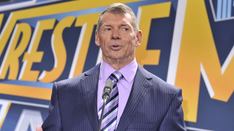 Vince McMahon attends a press conference to announce that WWE Wrestlemania 29 will be held at MetLife Stadium in 2013 at MetLife Stadium on February 16, 2012 in East Rutherford, New Jersey