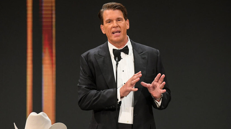 JBL talking at WWE Hall of Fame ceremony