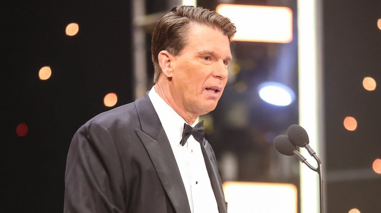 John "Bradshaw" Layfield at his WWE Hall of Fame induction