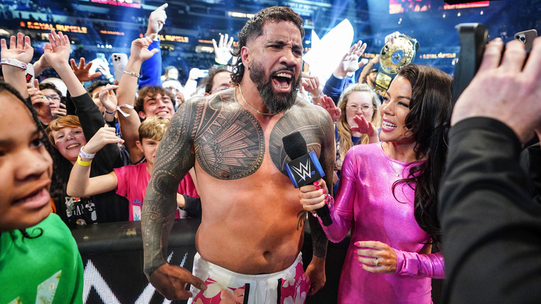 Jey Uso talking after his Royal Rumble win