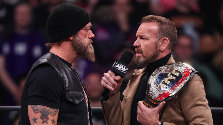 Christian Cage confronting Adam Copeland in AEW