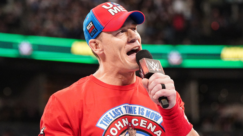 John Cena talking on the microphone