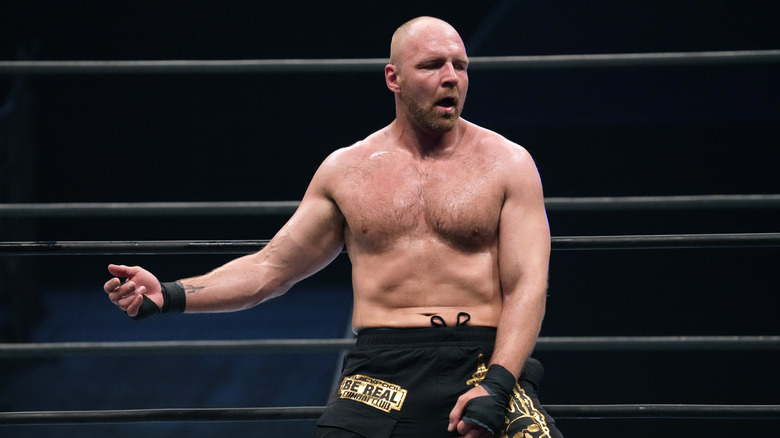 Jon Moxley reacts during the New Japan Pro-Wrestling - Wrestling DONTAKU at Fukuoka Convention Center on May 04, 2024 in Fukuoka, Japan.