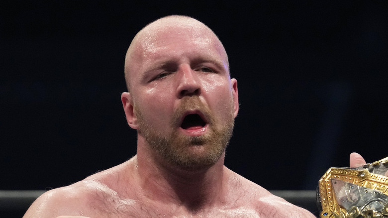 Jon Moxley squinting while exhausted