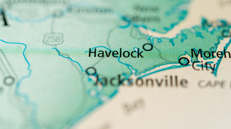 Havelock, NC on a map