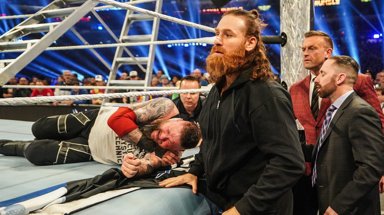 Sami Zayn looks on during Royal Rumble at Lucas Oil Stadium on February 1, 2025 in Indianapolis, Indiana.