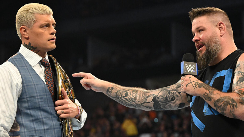 Cody Rhodes and Kevin Owens talking on WWE SmackDown